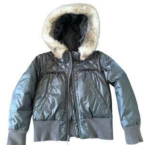 Juicy Couture - Kid down-filled Black Puffer Jacket with Faux Fur Trim - SZ 6/7